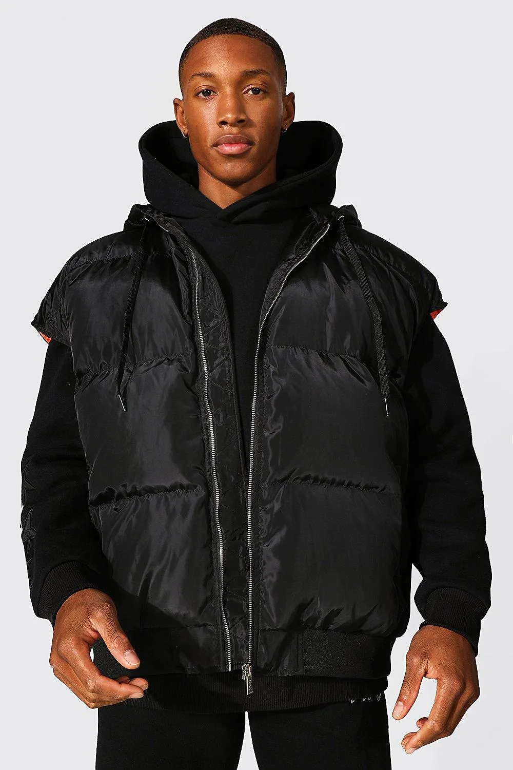 Hooded Oversized Gilet | boohooMAN UK