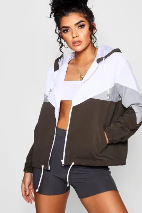 Hooded Paneled Windbreaker