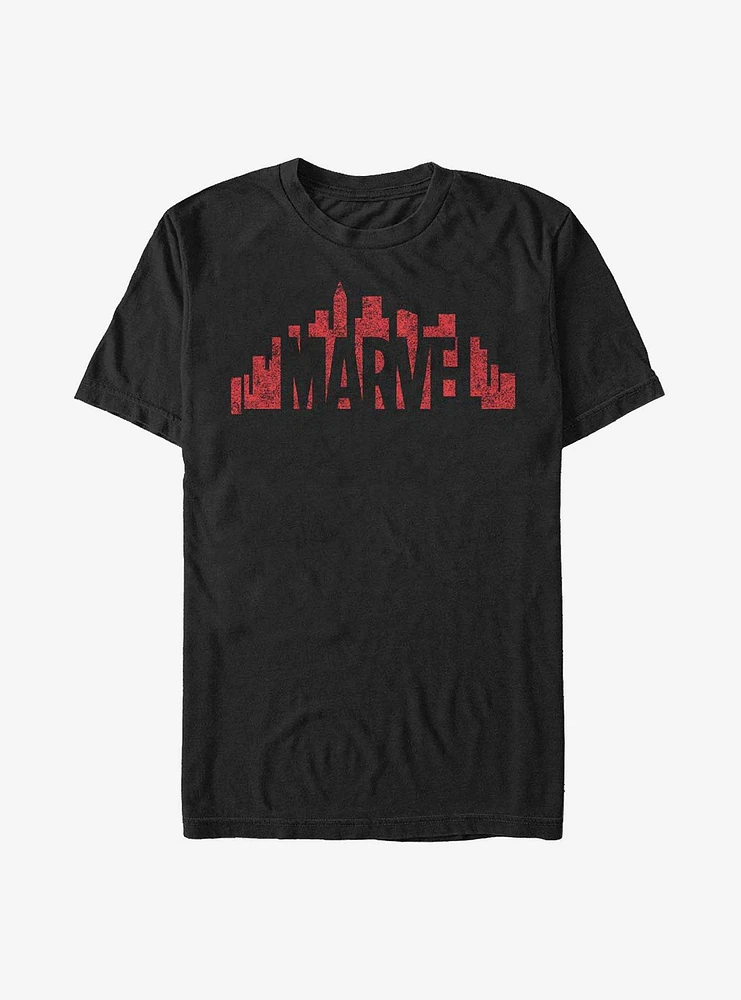 Hot Topic Marvel Skyline Logo T-Shirt