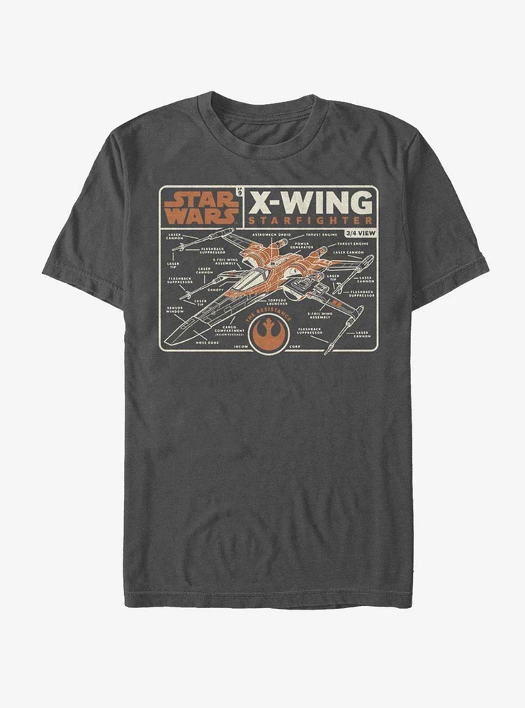 Hot Topic Star Wars: The Rise of Skywalker Starfighter Schematic T-Shirt