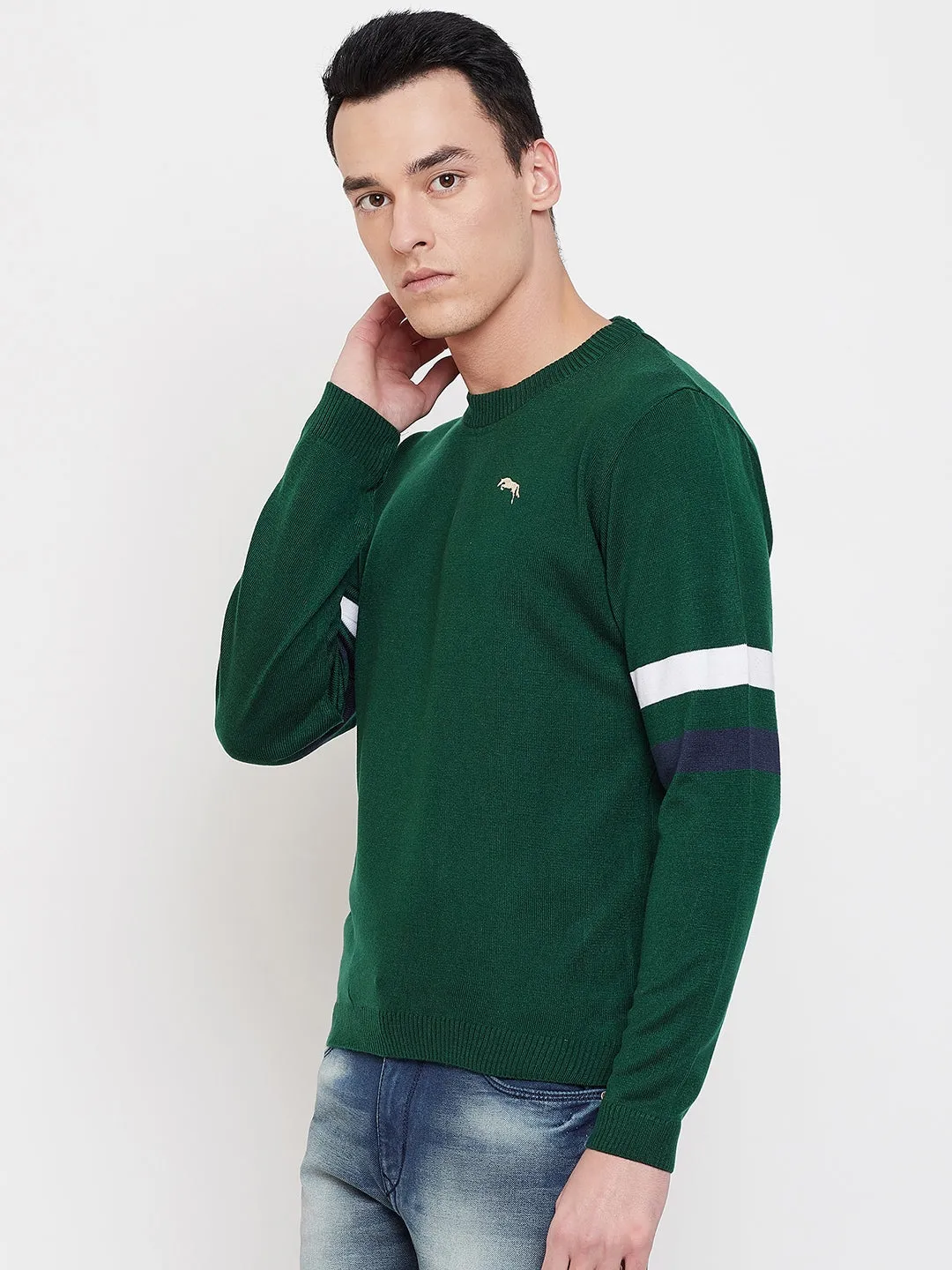 JUMP USA Men Green Solid Sweater