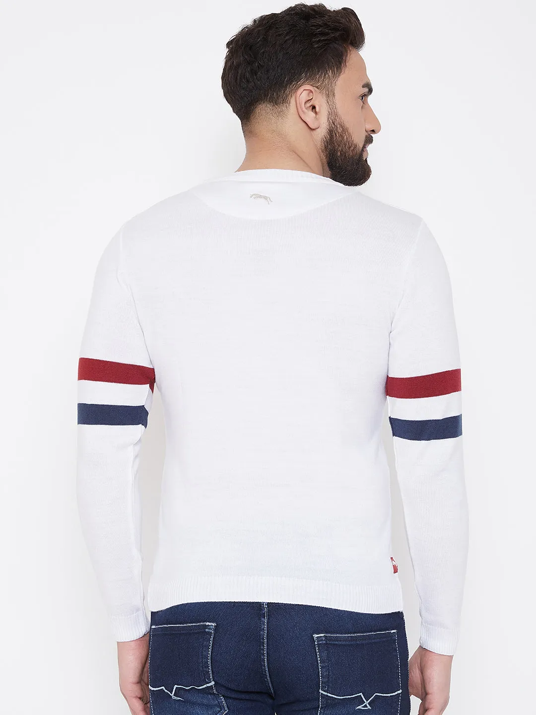 JUMP USA Men White Solid Sweater