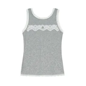 Knitted Patchwork Lace Tank Top-