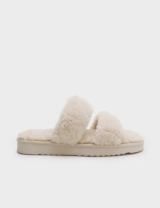   La Tribe Sheepy Platform Slipper Cream  