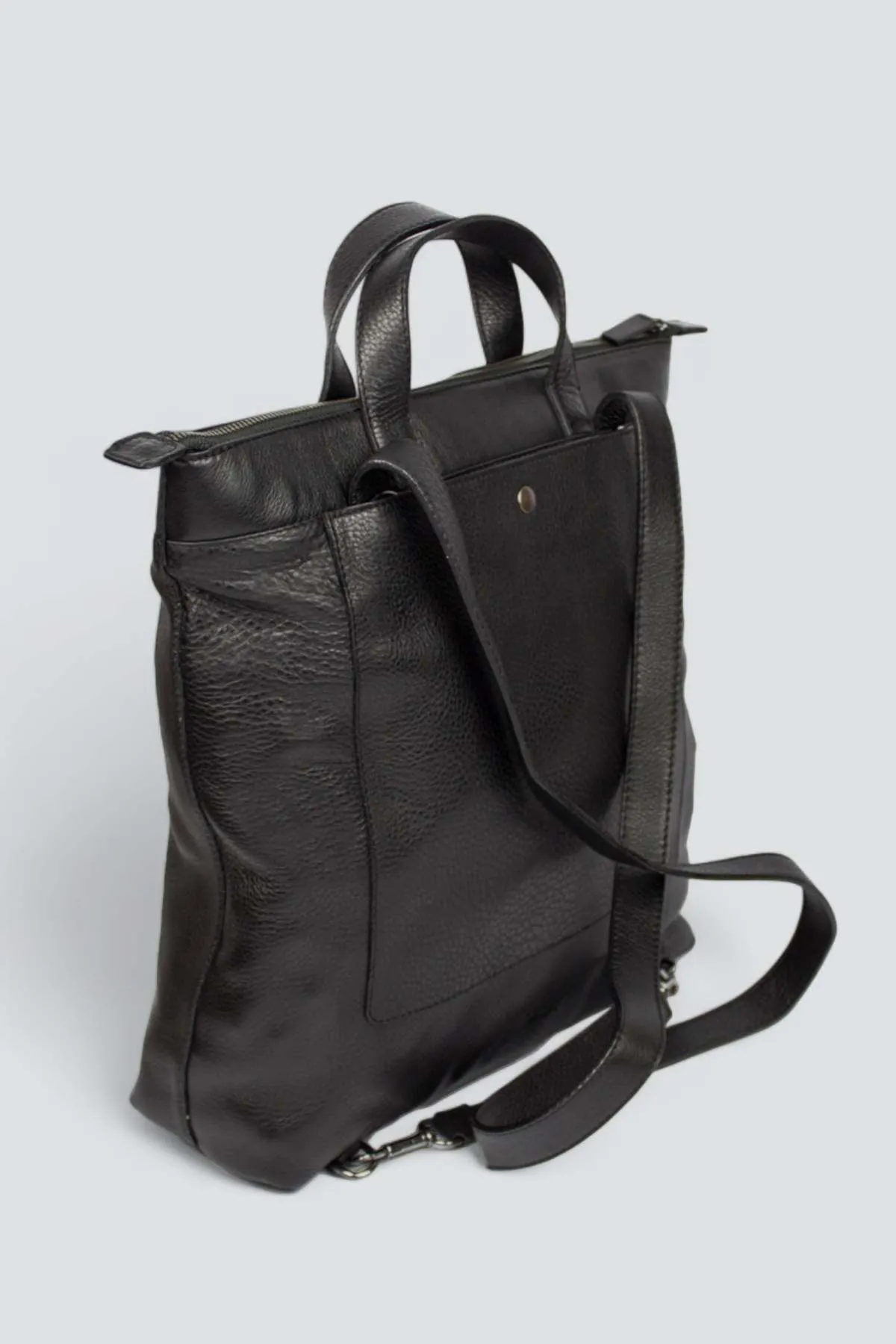 Leather Convertible Backpack B1 - Black