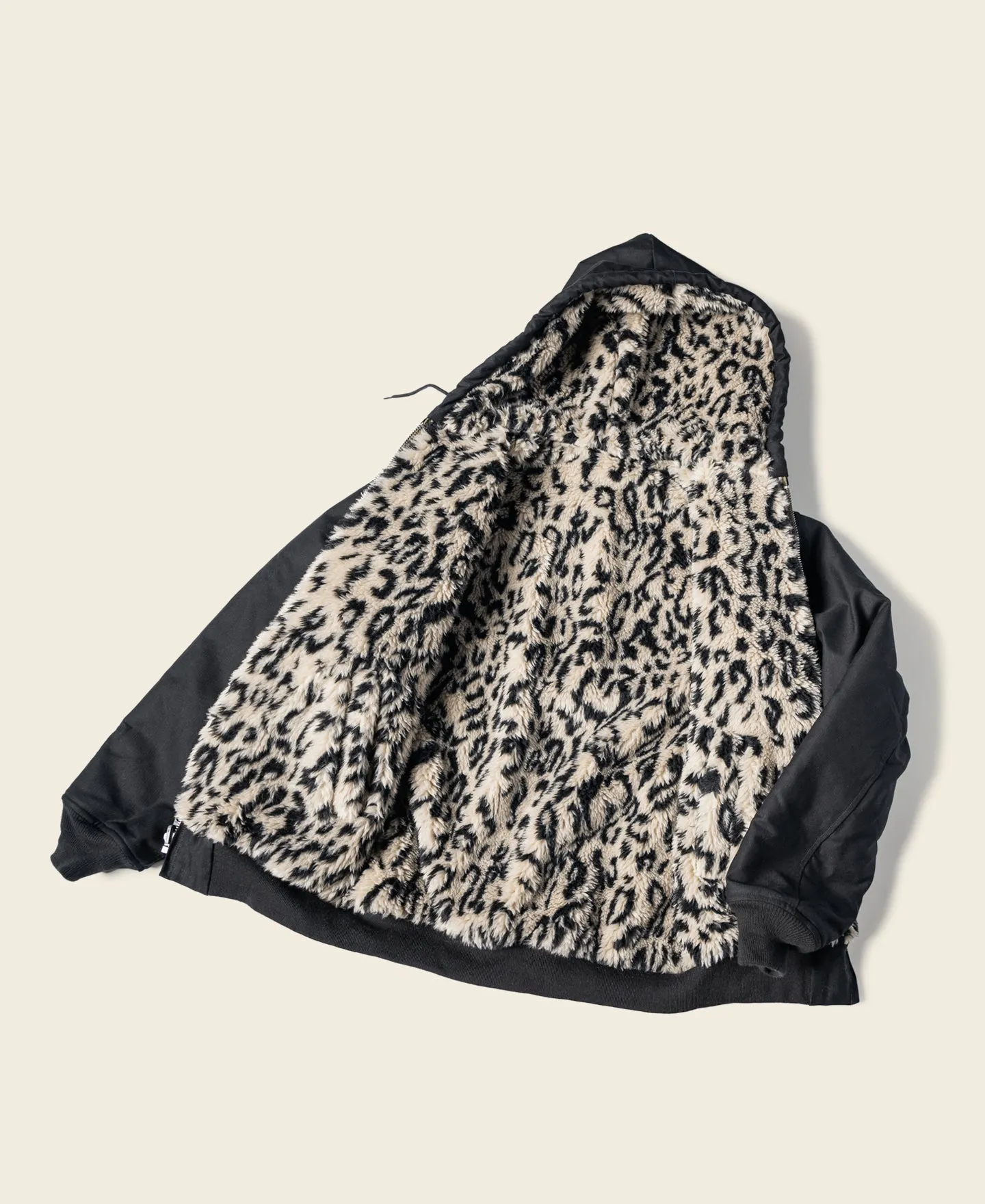 Leopard Print Reversible Deck Jacket - Black