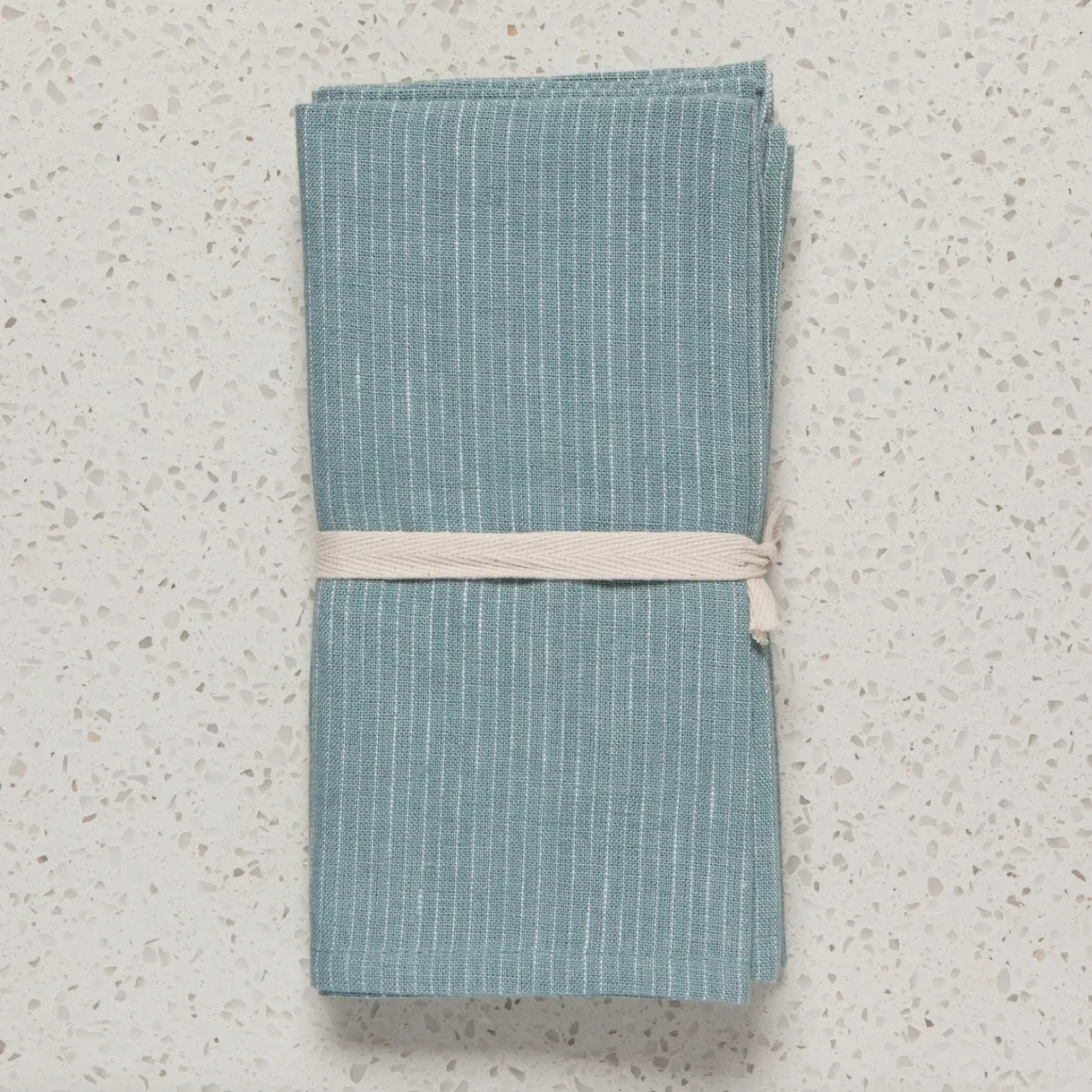 Linen Napkins- Set of 4- Lagoon Pinstripe