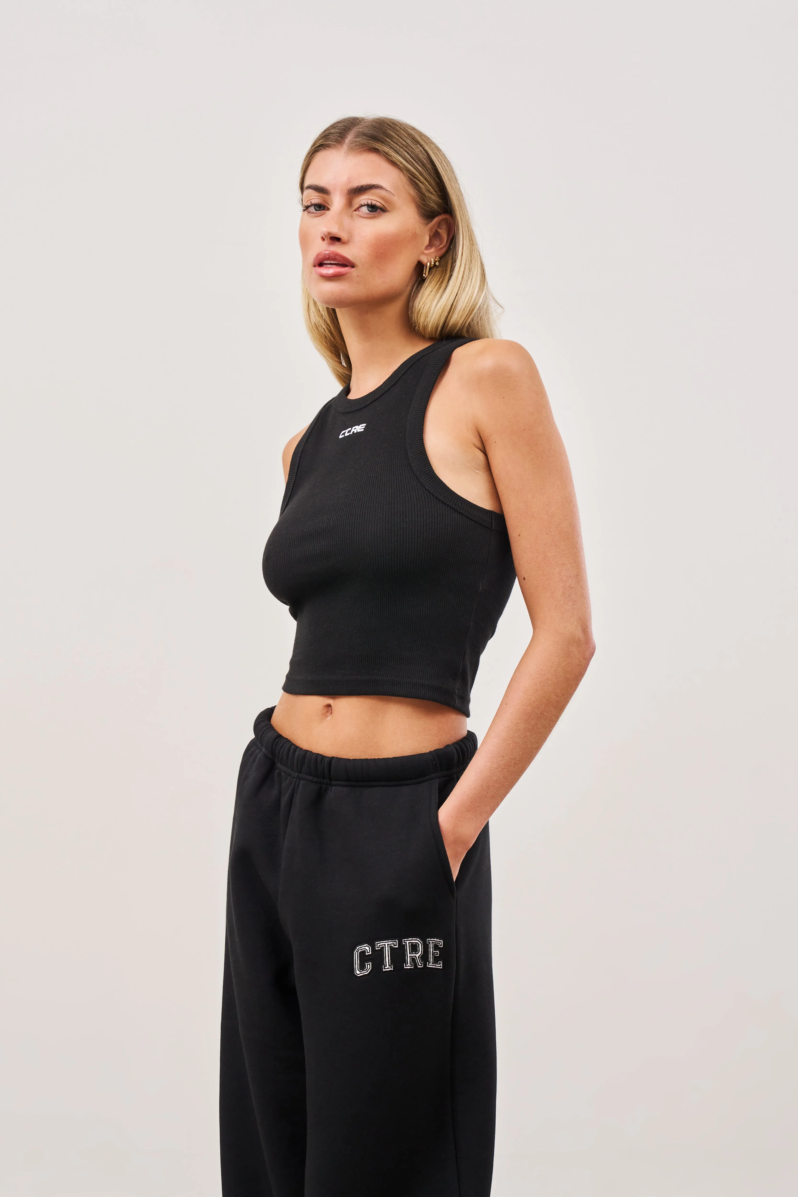 LOGO RIBBED RACER VEST - BLACK