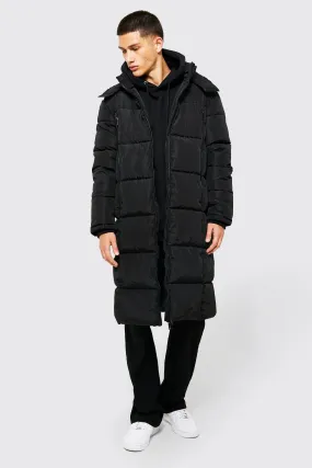 Longline Duvet Puffer in Black