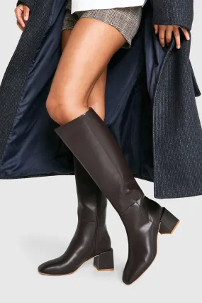Low Block Knee High Boots