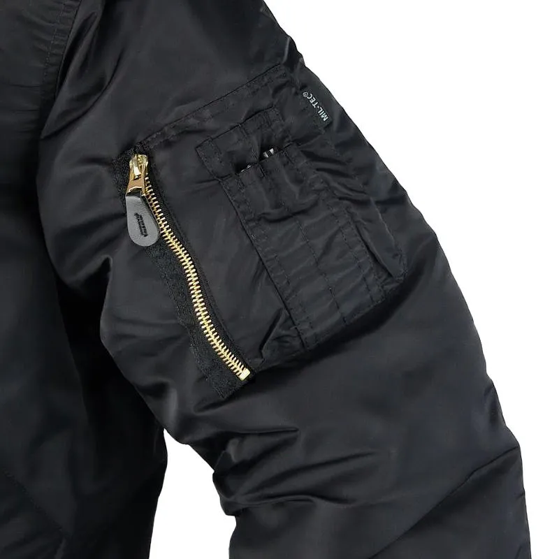 MA-1 Black Flight Jacket - Brass Zip