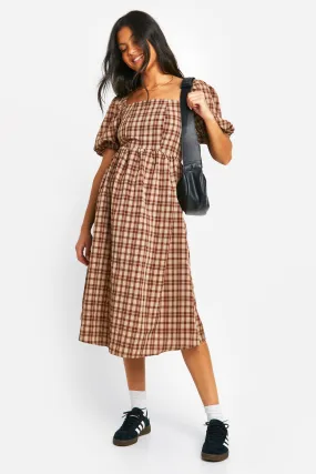 Maternity Checked Midi Smock Dress