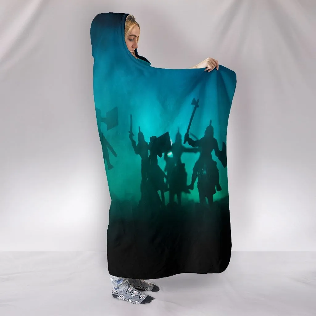 Medieval Battle Scene Hooded Blanket