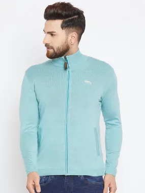 Men Blue Casual Solid Sweater