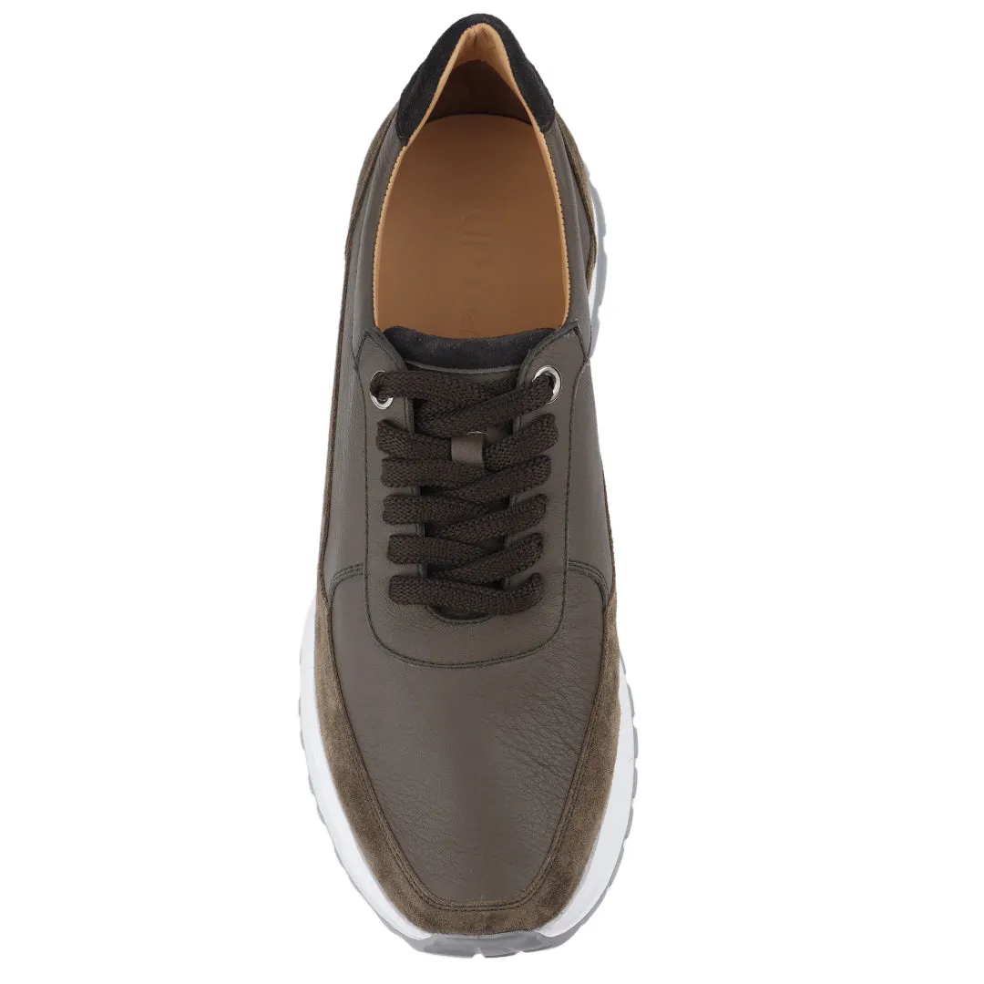 Mens green suede casual sneakers