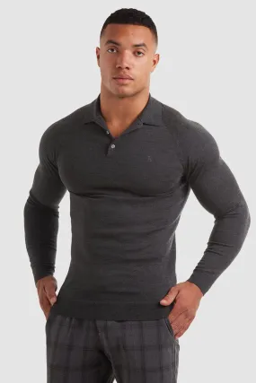 Merino Polo Shirt in Forest Marl