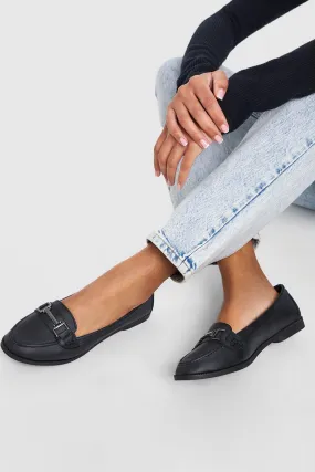 Metal T Bar Pu Loafers