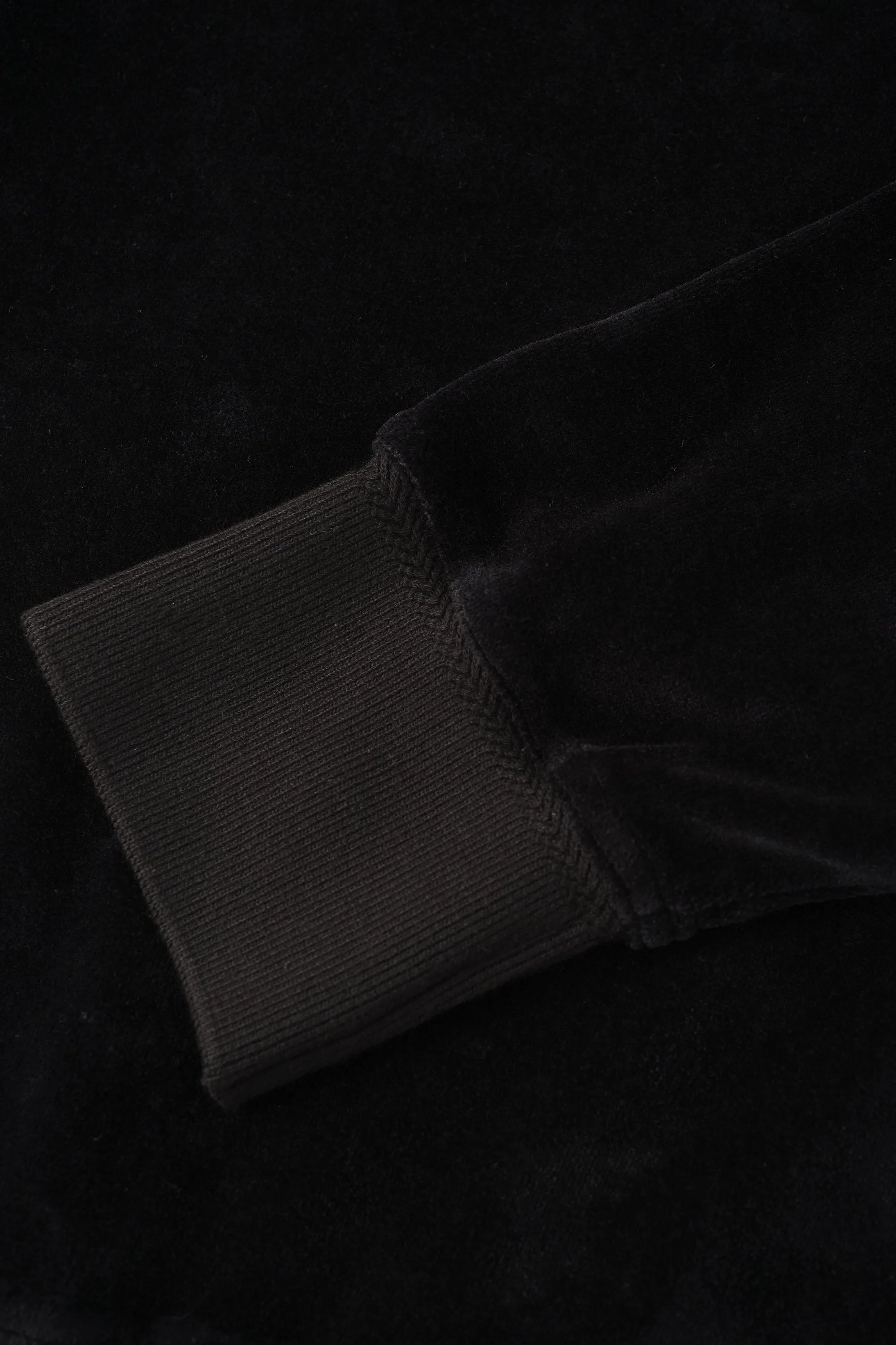Modal Velour Long Sleeve Polo Black