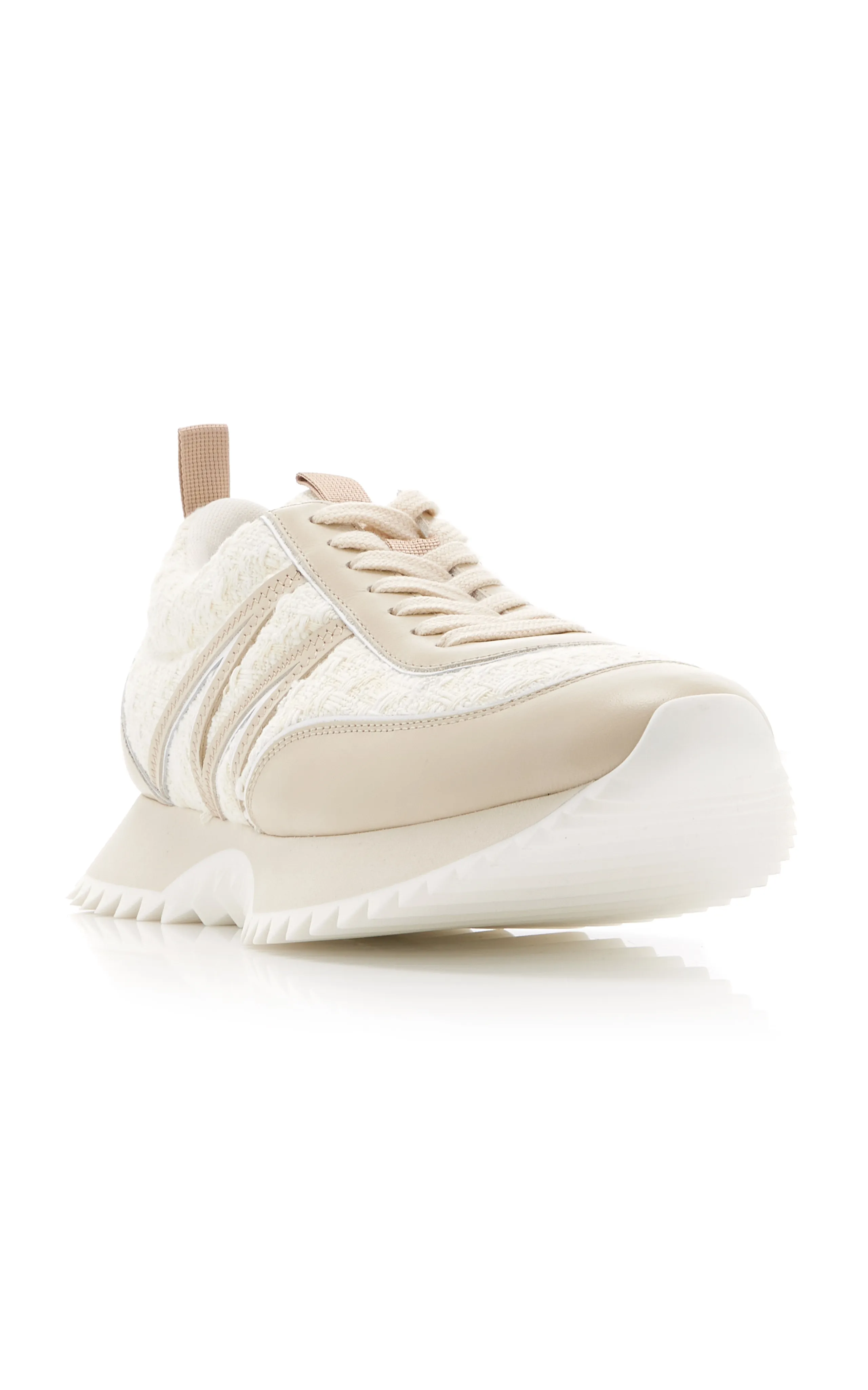 Moncler Pacey Tweed-Leather Sneakers