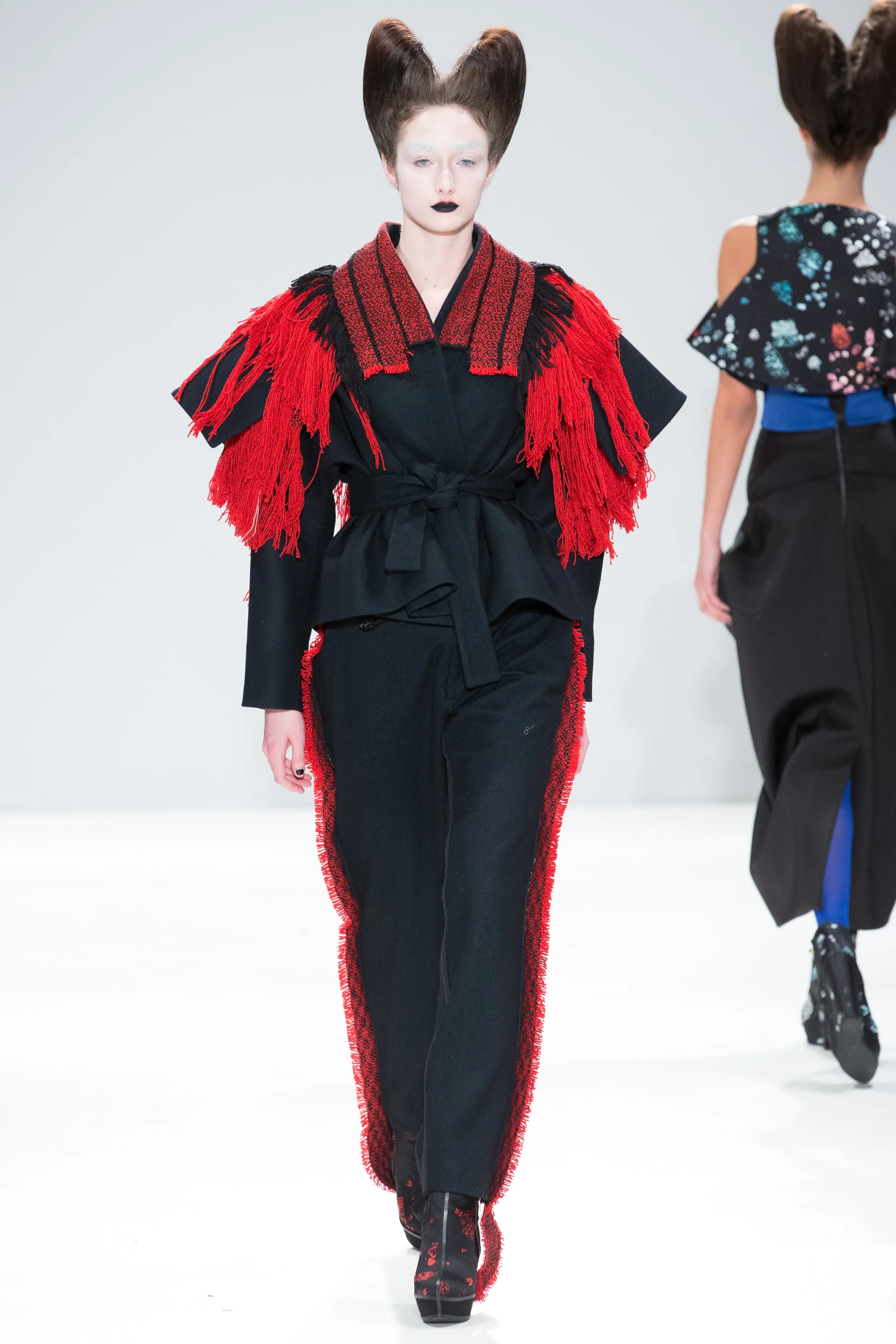 Navy, Red and Black Wool Armour Jacket