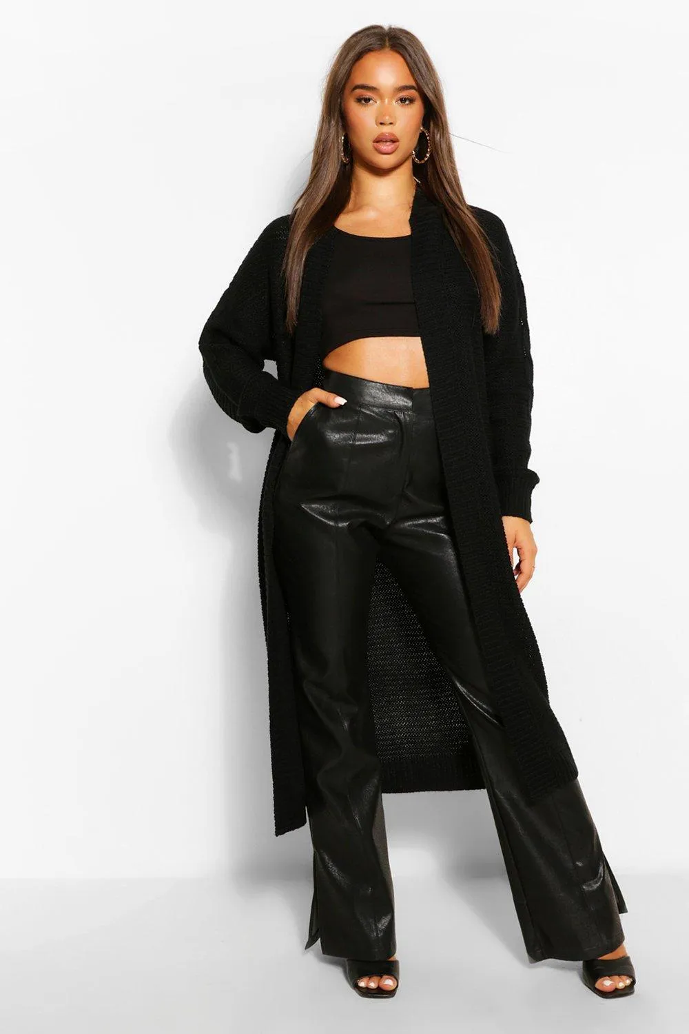 Oversized Hooded Knitted Maxi Cardigan