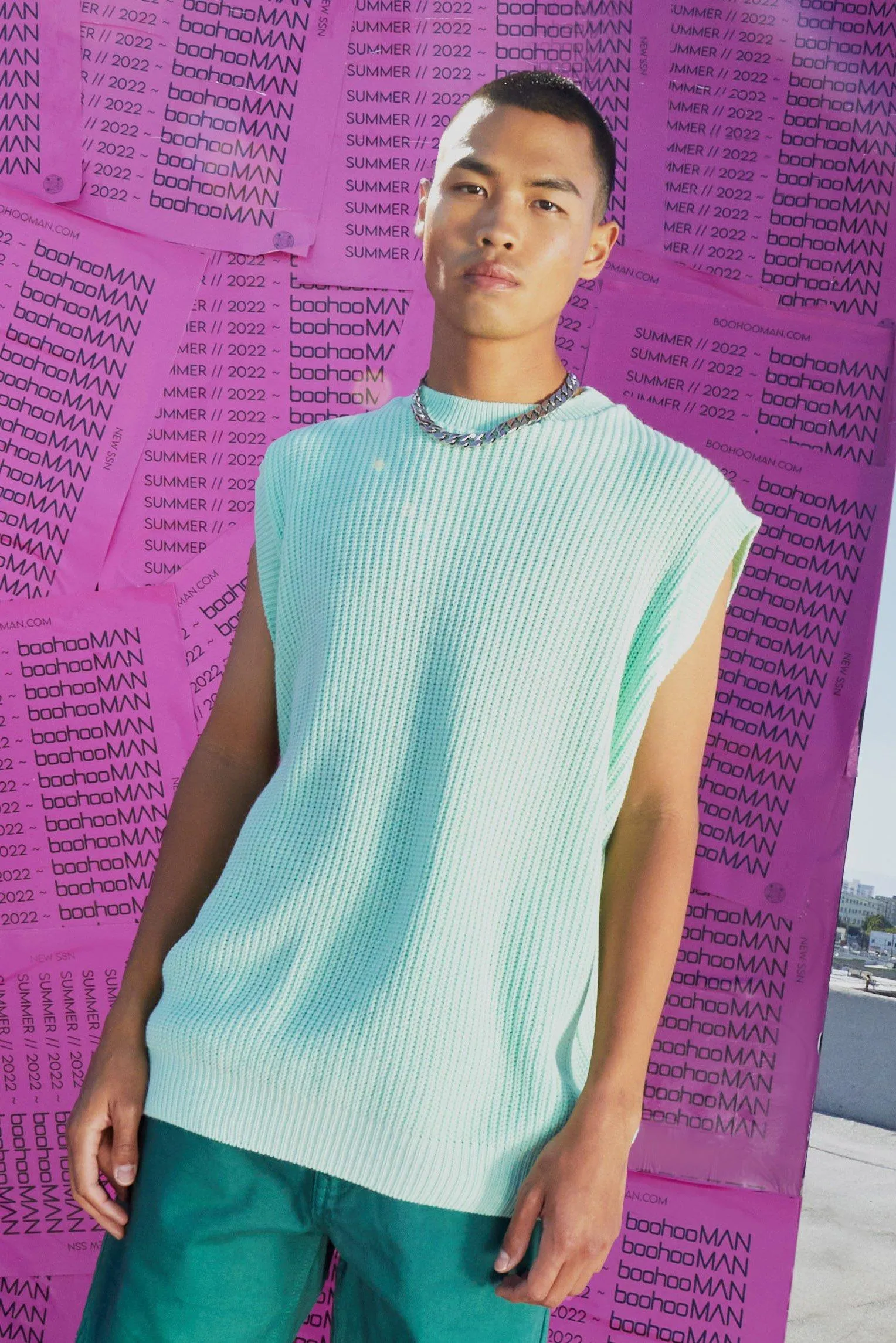 Oversized Ribbed Crew Neck Knitted Vest