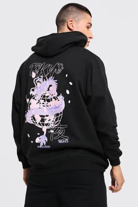 Oversized Tokyo Back Print Hoodie