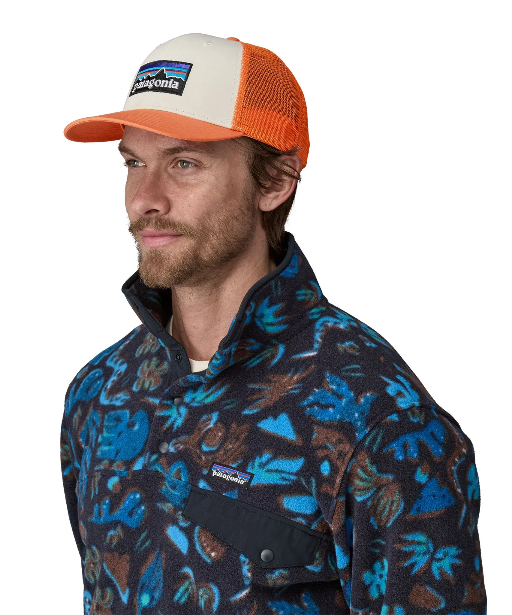 Patagonia P-6 Logo Trucker Hat - White / Redtail Rust