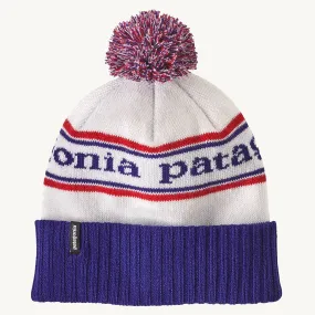 Patagonia Powder Town Beanie Bobble Hat - Park Stripe / Viking Blue