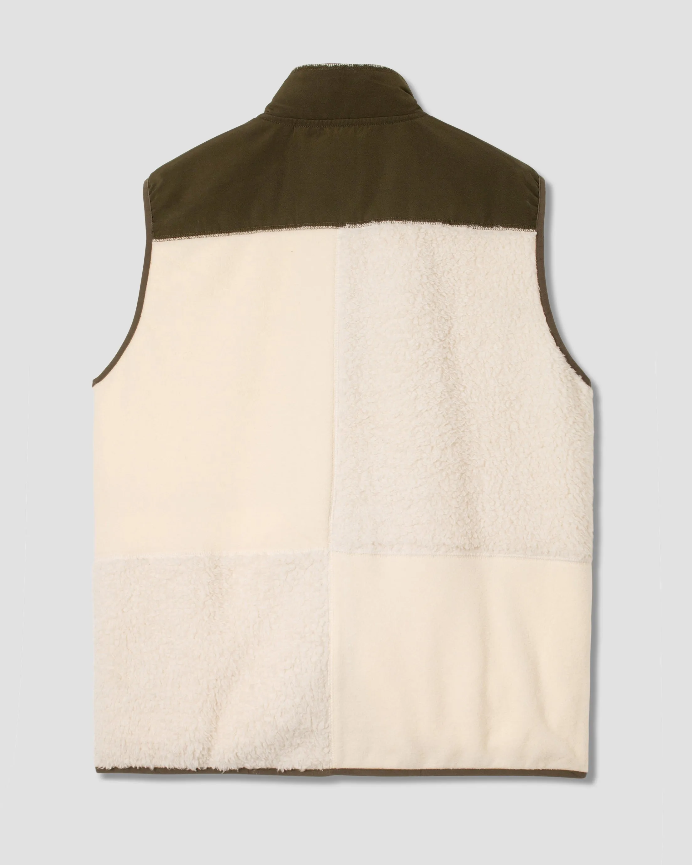 Patchwork Fleece Vest (Natural / Olive)