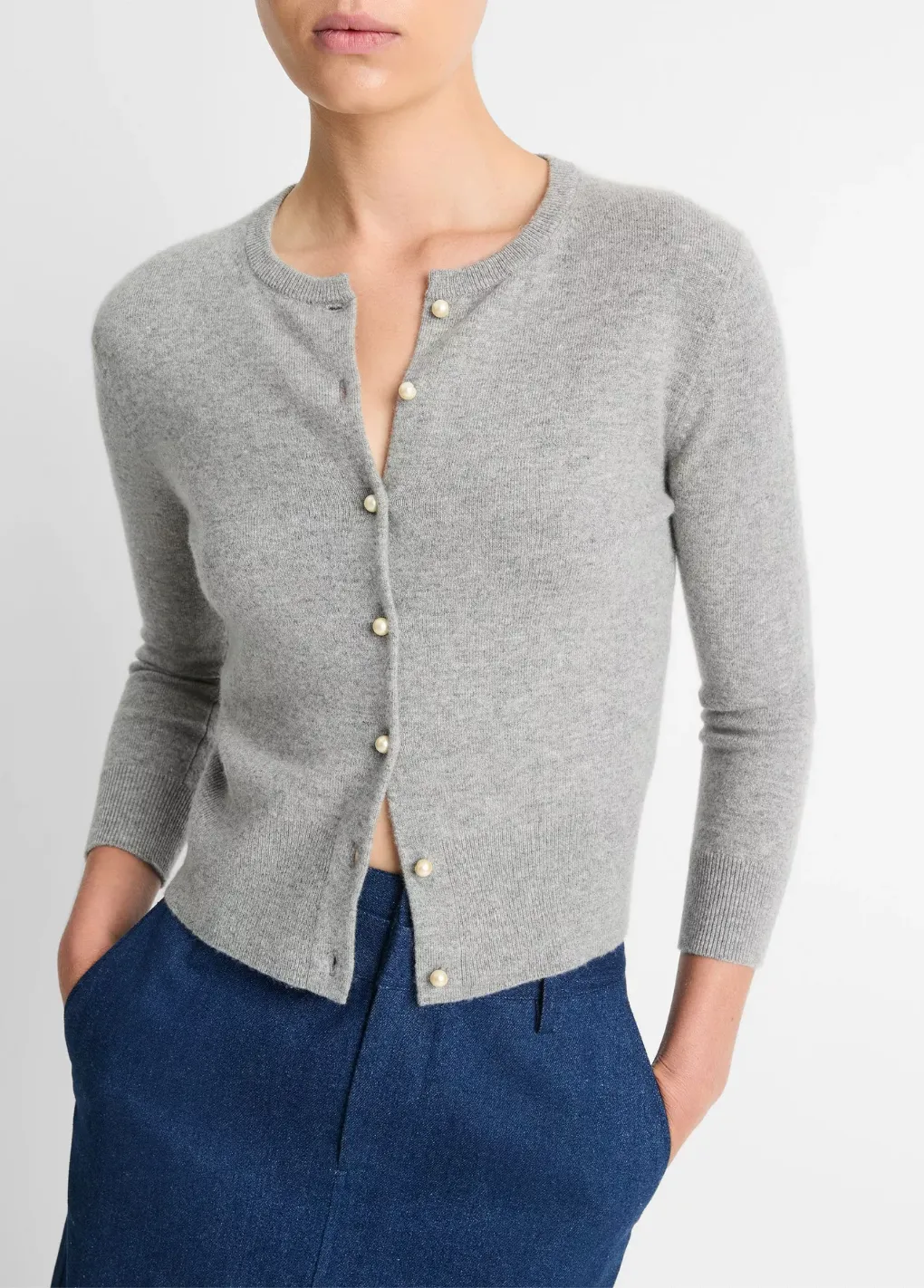 Pearl-Button Wool-Blend Cardigan