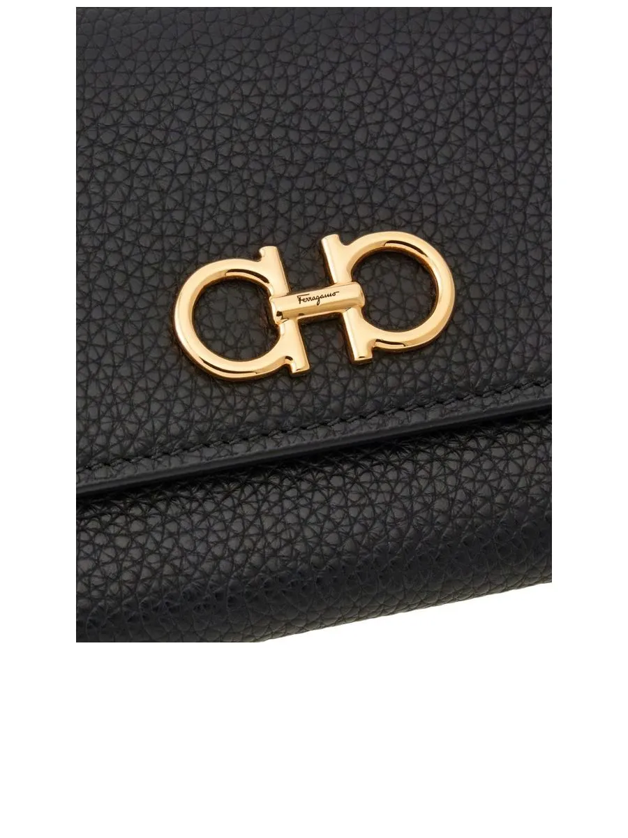 Pebbled Gancini Plaque Clutch