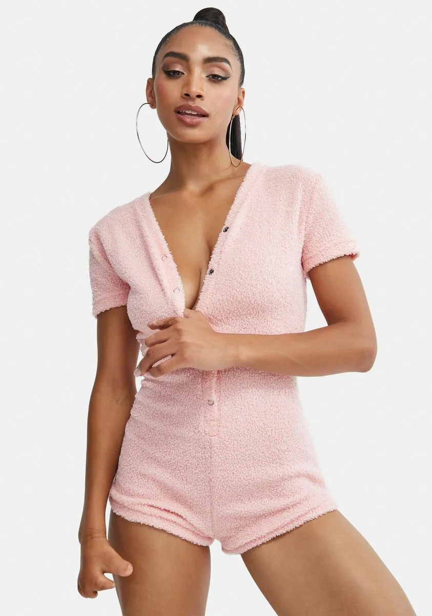 Petal Snow Dreams Fuzzy Sleep Romper-