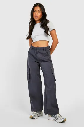 Petite Twill Paperbag Waist Cargo Pants