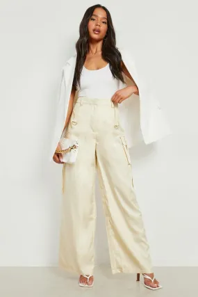 Petite Woven Wide Leg Cargo Pants