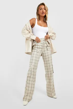 Plaid High Waisted Cargo Pants