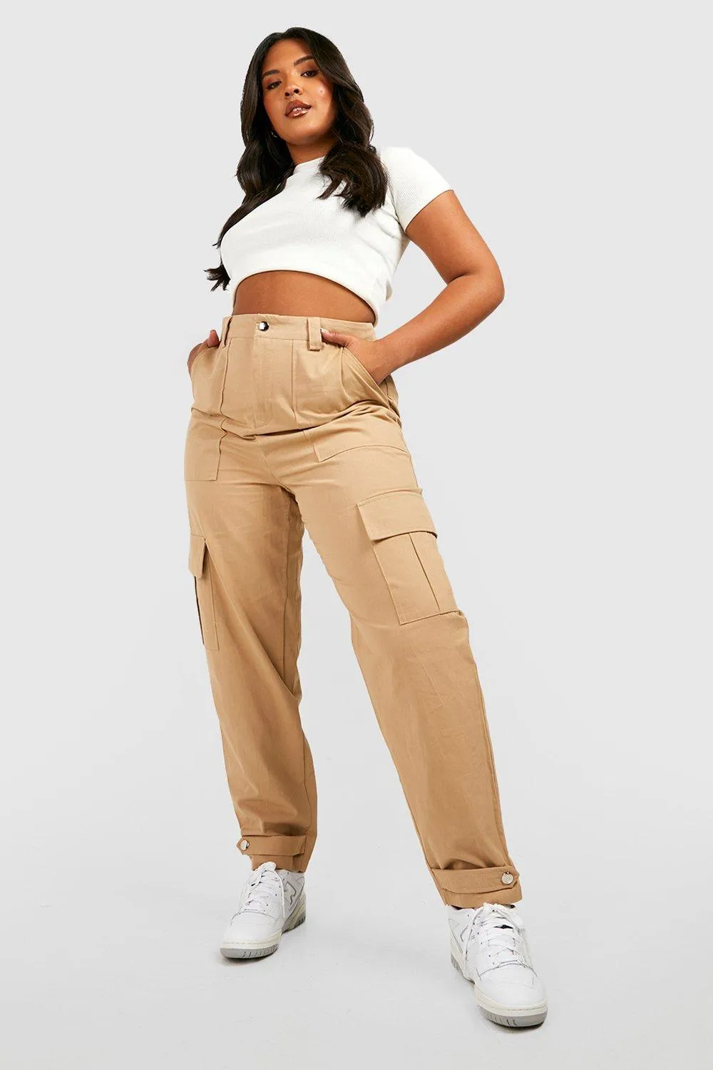 Plus Cargo Pocket Tapered Twill Pants