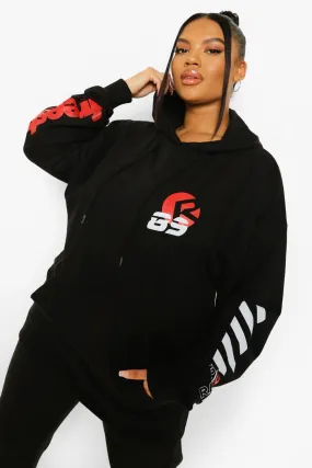 Plus Moto Graphic Oversized Hoodie