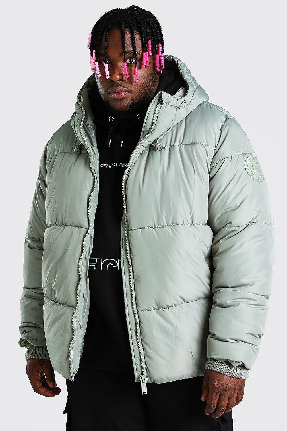 Plus Size Hooded Toggle Detail Puffer Jacket