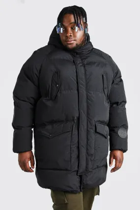 Plus Size Quilted Hooded Puffer Jacket