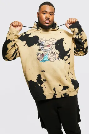 Plus Tie Dye Teddy Print Hoodie