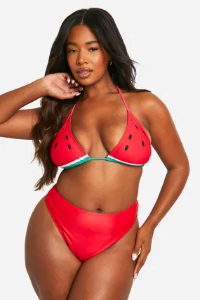 Plus Watermelon Halter Bikini Set