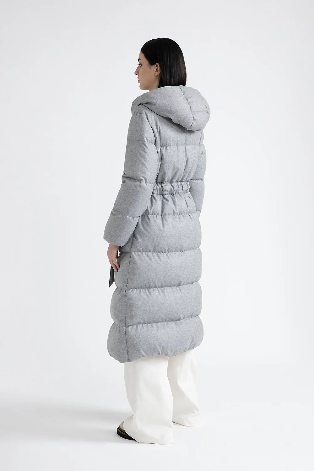 Polyviscose flannel puffer jacket