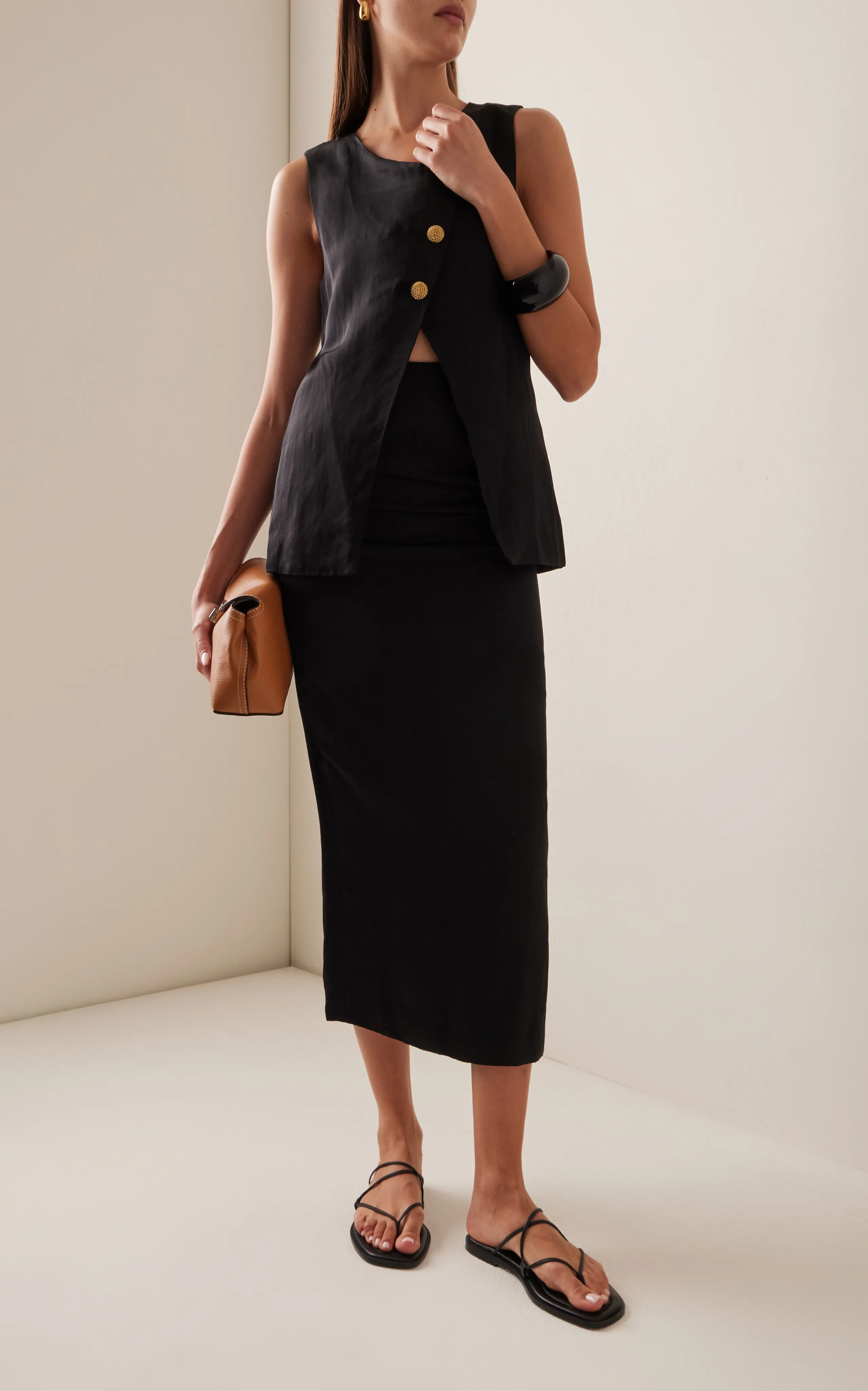 Posse Gigi Buttoned Linen-Blend Vest