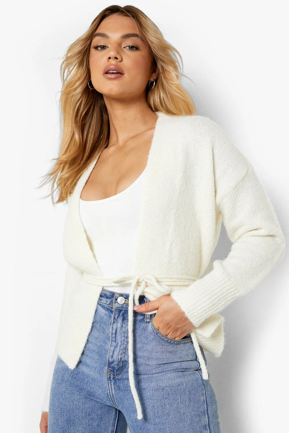 Premium Brushed Knit Belted Cardigan