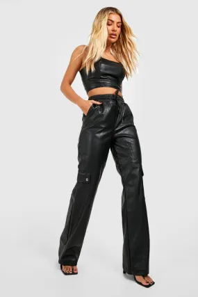 Premium Faux Leather Cargo Pants