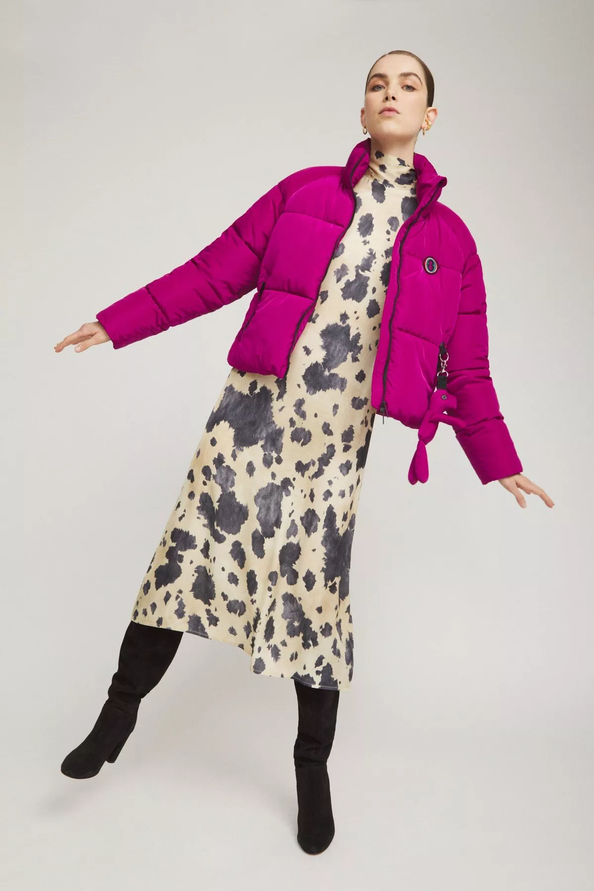 Puffer jacket with stitching