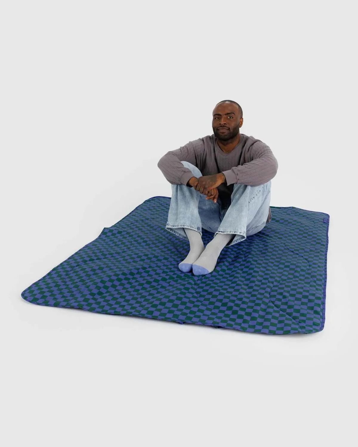 Puffy Picnic Blanket - IrisG/reen Check 