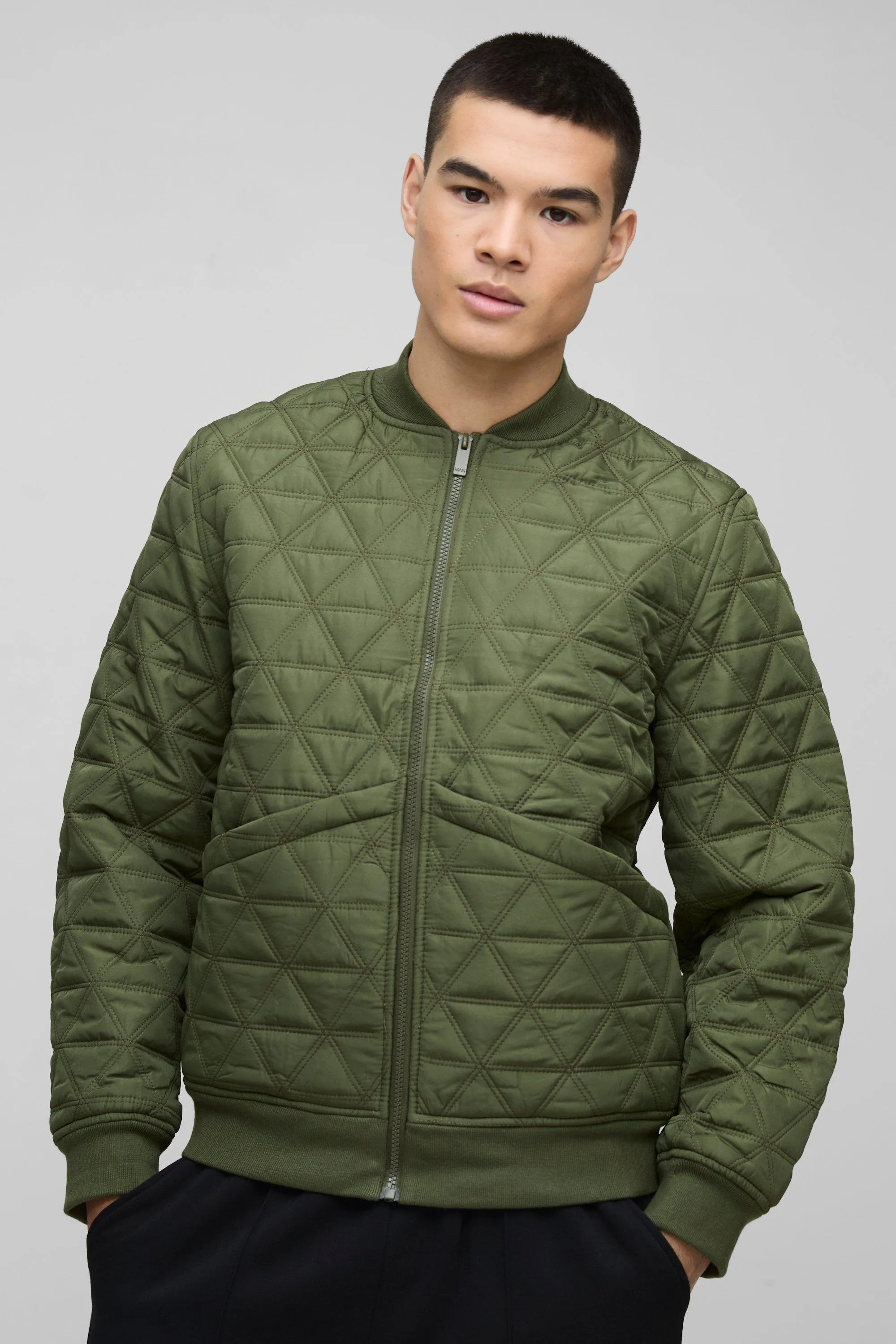 Quilted Bomber Jacket In Khaki