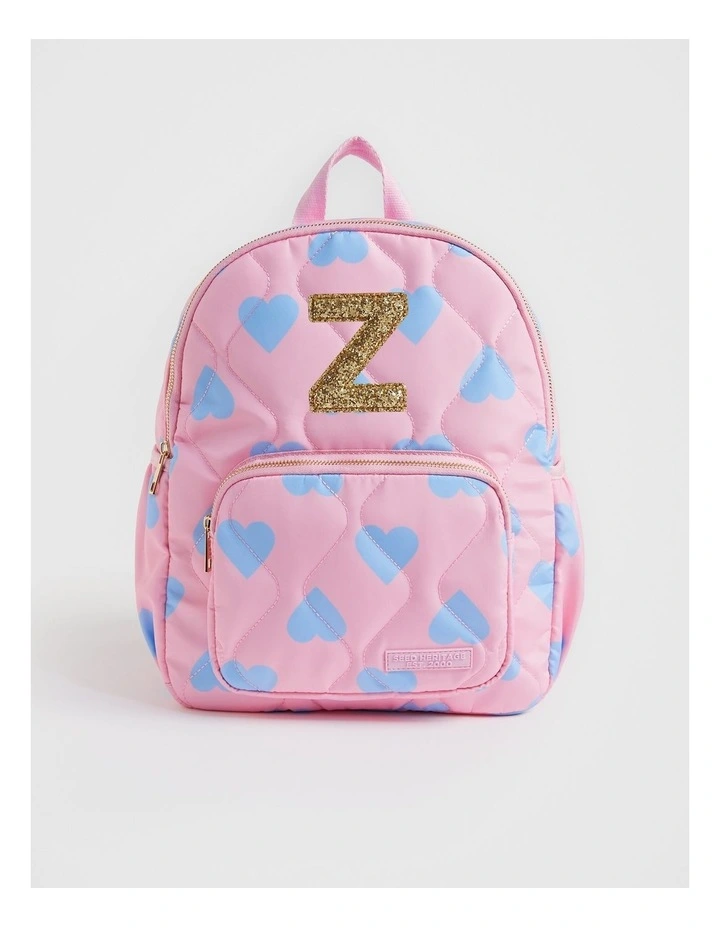 Quilted Initial Z Backpack in Pink